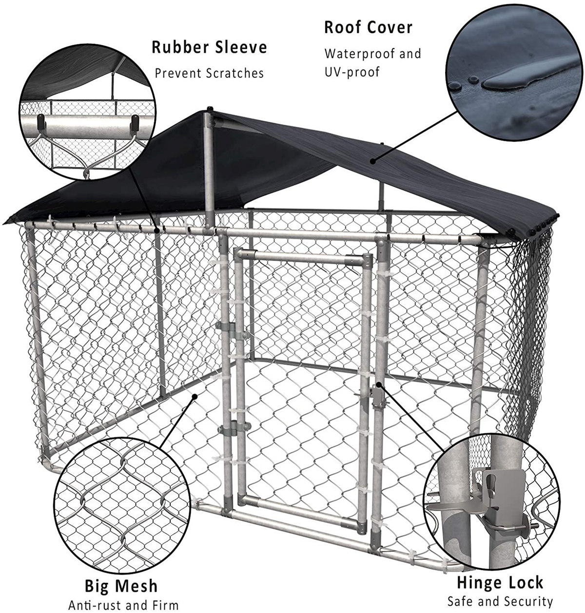 Wholesale Outdoor Large Iron Fence Chain Link Dog Kennel-details2